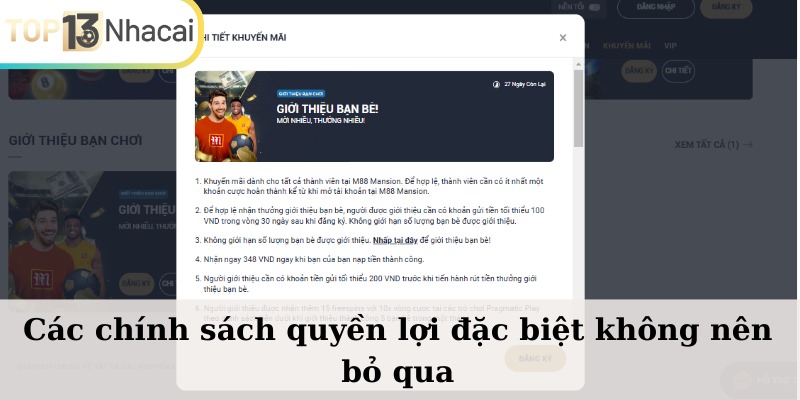 Các chính sách quyền lợi đặc biệt không nên bỏ qua