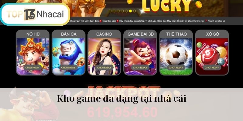 Kho game đa dạng tại nhà cái