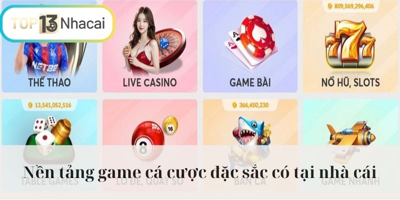 Nền tảng game cá cược đặc sắc có tại nhà cái