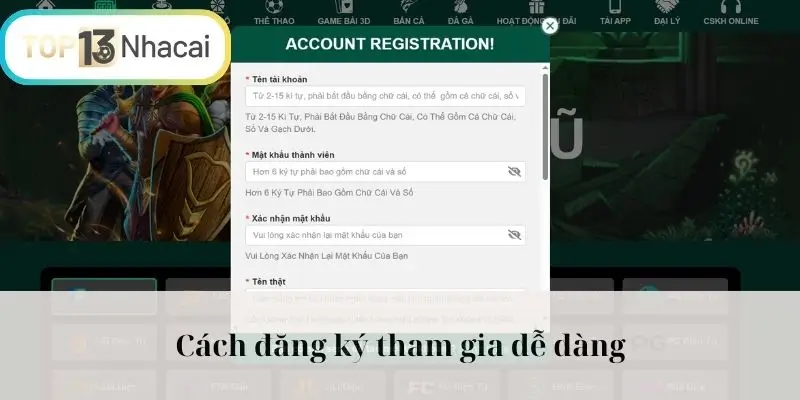 Cách đăng ký tham gia dễ dàng
