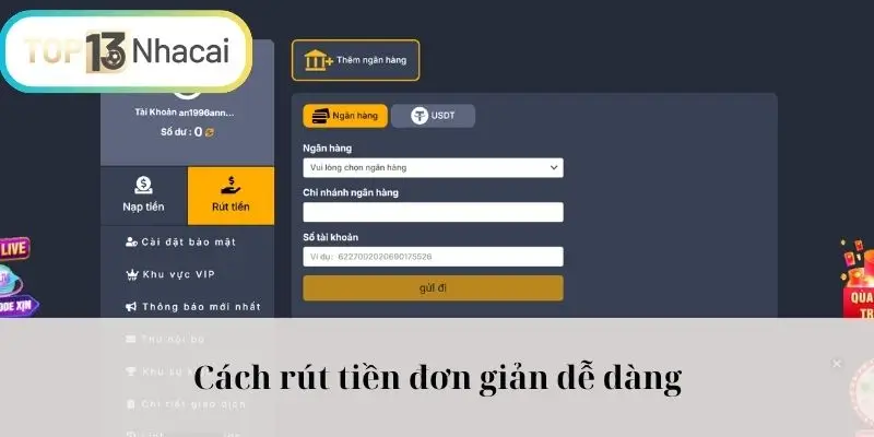 Cách rút tiền đơn giản dễ dàng